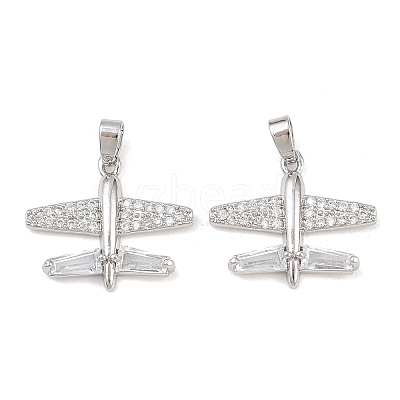Brass Micro Pave Clear Cubic Zirconia Pendants KK-G549-18D-P-1