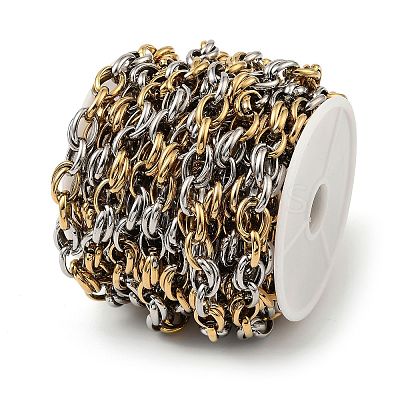 304 Stainless Steel Two Tone Oval Link Chains Chains CHS-F022-05GP-1
