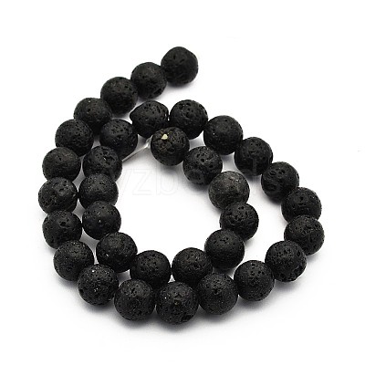 Natural Lava Rock Round Bead Strands G-M169-12mm-03-1