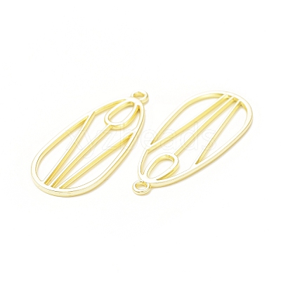 Rack Plating Alloy Teardrop with Tulip Pattern Open Back Bezel Pendants LS-X-FIND-G052-51LG-1