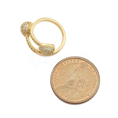Brass Micro Pave Cubic Zirconia Open Cuff Rings for Women RJEW-F171-02G-1