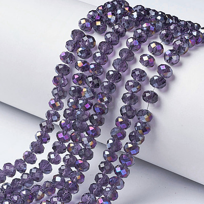 Electroplate Transparent Glass Beads Strands X-EGLA-A034-T4mm-F09-1