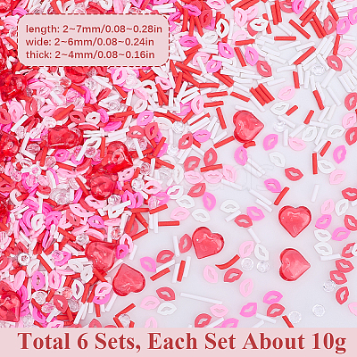 Valentine's Day Lip Handmade Polymer Clay Sprinkles Mix CLAY-SC0001-97B-1