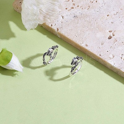2Pcs 2 Style Alloy Snake with Rose Open Cuff Rings Set JR932A-1