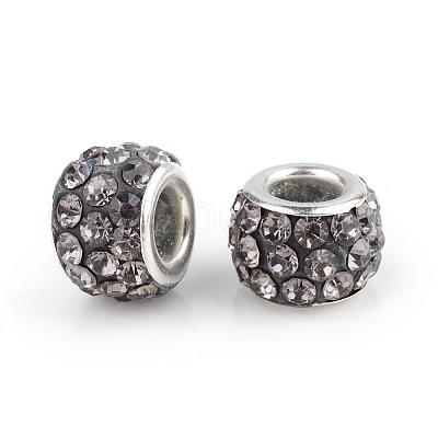 Polymer Clay Rhinestone European Beads CPDL-T001-26-1