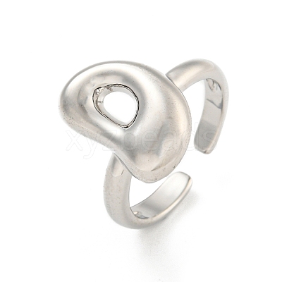 Brass Letter Open Cuff Rings for Women RJEW-G313-01D-P-1