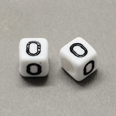 Large Hole Acrylic Letter European Beads SACR-Q103-7mm-01O-1