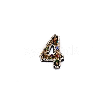 Number Colorful Rhinestone Patches DIY-WH0308-25D-1