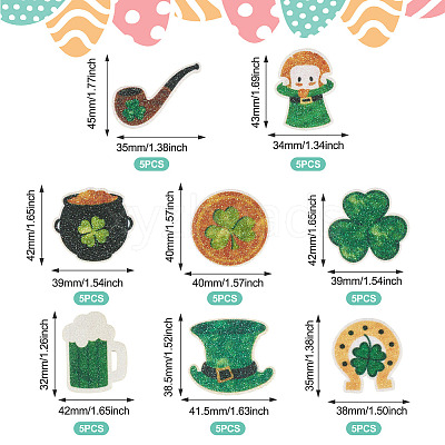 40Pcs 8 Styles Saint Patrick's Day Cloth Polyester Embroider Sew On Patches PATC-TA0001-60-1