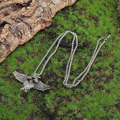 Vintage Alloy Wing Pendant Necklaces for Unisex WG46438-01-1