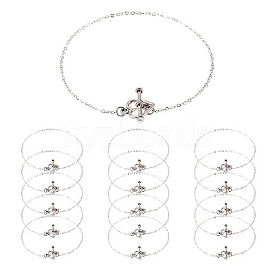 Brass Heart Link Chain Bracelets BJEW-TAC0027-1