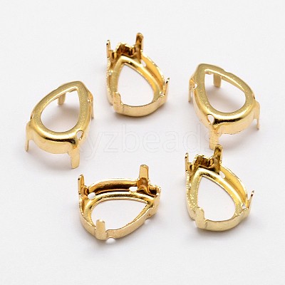 Flat Teardrop Brass Sew on Prong Settings KK-N0084-A02-13x18G-1