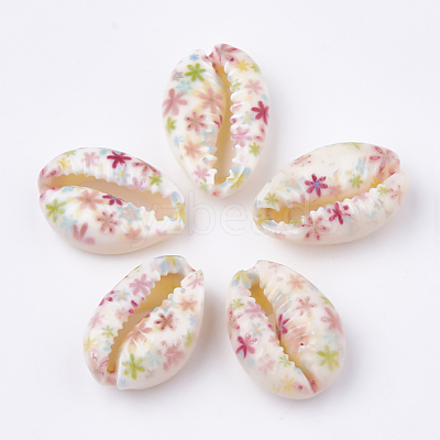 Printed Cowrie Shell Beads SHEL-S274-27I-1