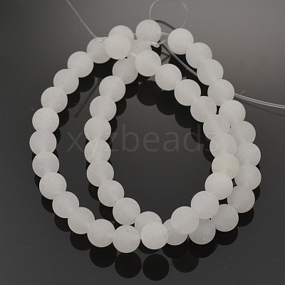 Natural White Jade Round Beads Strands G-G735-08F-6mm-1