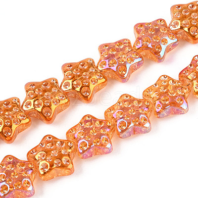 Electroplate Transparent Glass Beads Strands EGLA-N020-02C-1