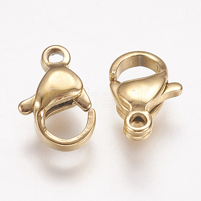Ion Plating(IP) 304 Stainless Steel Lobster Claw Clasps LS-STAS-P185-10-G-1