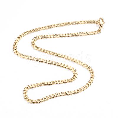 Men's 304 Stainless Steel Diamond Cut Cuban Link Chain Necklaces NJEW-L173-014-G-1