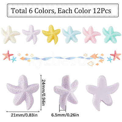 72Pcs 6 Colors Opaque Resin Cabochons RESI-SC0002-79-1