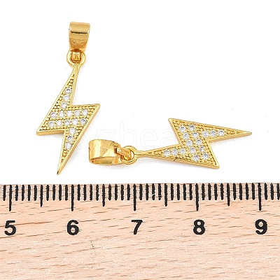 Lightning Bolt Brass Micro Pave Cubic Zirconia Pendants KK-K109-26G-1