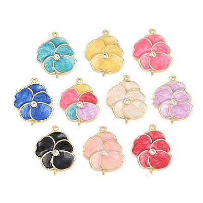 Brass Enamel Connector Charms KK-L275-57G-1