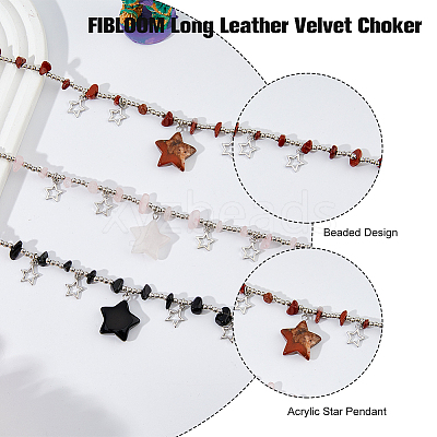 3Pcs 3 Colors Plastic & Alloy Star Pendant Necklaces with CCB Beaded Chains NJEW-FI0001-34-1