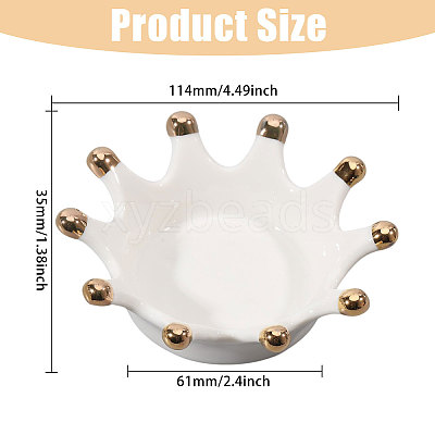 Porcelain Crown Shape Jewelry Plate DJEW-WH0039-120-1