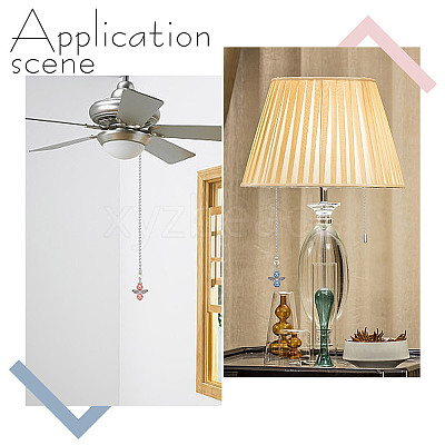 14Pcs 14 Colors Angel Glass Pearl & Alloy Charms Ceiling Fan Pull Chain Extenders PALLOY-HY00059-1