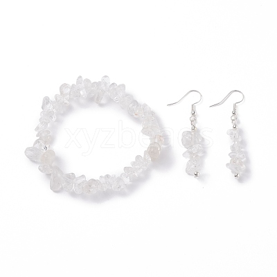Natural Quartz Crystal Chips Beaded Jewelry Set SJEW-JS01232-05-1