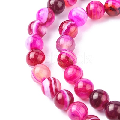 Natural Striped Agate/Banded Agate Bead Strands X-G-K166-13-8mm-03-1