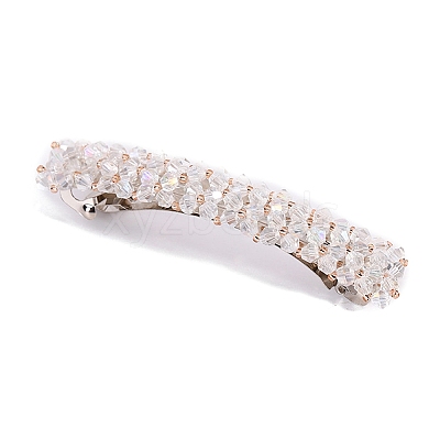Glass Beaded Hair Barrettes PW-WG60883-03-1