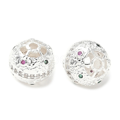 Brass Micro Pave Cubic Zirconia Beads KK-A254-22S-1