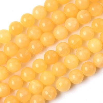 Natural Yellow Jade Bead Strands G-K121-02-8mm-1