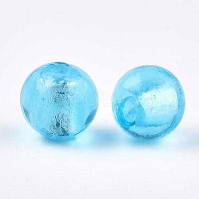Handmade Silver Foil Glass Beads FOIL-R054-12mm-5-1