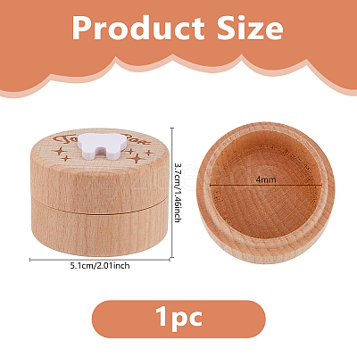 Round Printed Wood Baby Tooth Keepsake Cases with Lids CON-WH0099-75C-1