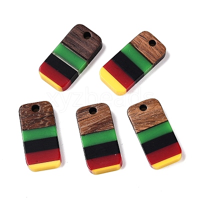 Jamaican Colour Epoxy Resin & Walnut Wood Pendants RESI-N039-122C-1