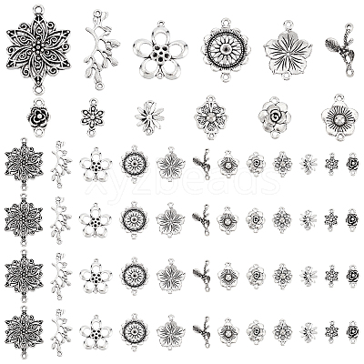 120Pcs 12 Styles Tibetan Style Zinc Alloy Connector Charms FIND-PH0005-74-1