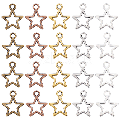 250Pcs 5 Colors Tibetan Style Alloy Charms TIBE-PH0002-10-1