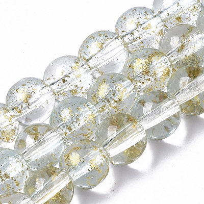 Transparent Spray Painted Glass Bead Strands X-GLAA-N035-03B-B09-1