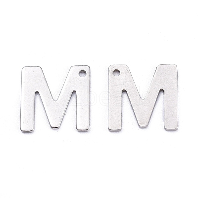 Tarnish Resistant 201 Stainless Steel Letter Charms STAS-S036-M-1