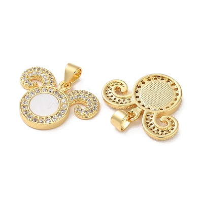 Brass Micro Pave Clear Cubic Zirconia Pendants KK-B083-40A-G-1