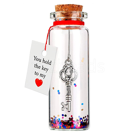 Transparent Glass Wishing Bottle Decoration AJEW-YWC0005-02-1