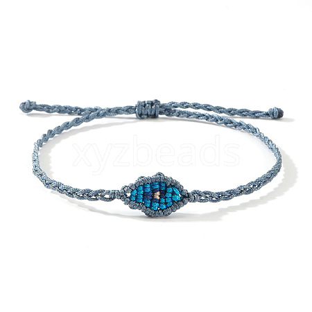 Adjustable Evil Eye Polyester Cord Braided Bracelets for Men Women BI7988-6-1