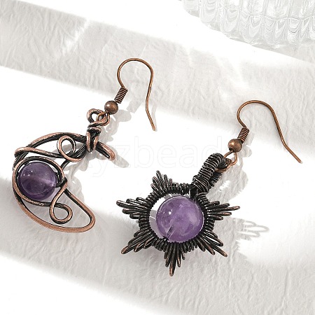 Natural Amethyst Dangle Earrings G-H359-07R-09-1