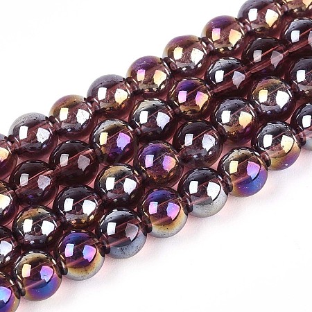 Electroplate Transparent Glass Beads Strands GLAA-T032-T6mm-AB19-1
