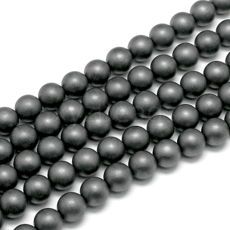 Frosted Non-magnetic Synthetic Hematite Round Bead Strands X-G-J344-8mm-1