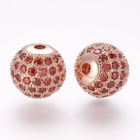 Brass Micro Pave Cubic Zirconia Beads ZIRC-G092-23RG-03-1