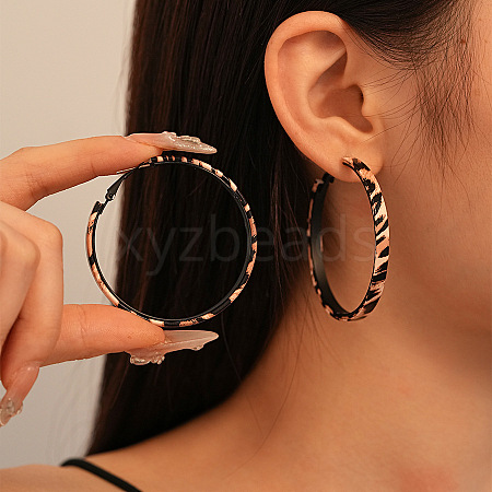 Alloy Resin Leopard Print Hoop Earrings FS-WG4F5C5-01-1