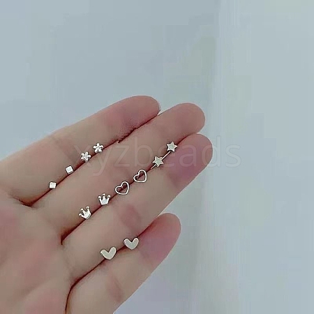 Anti-Tarnish Exquisite 925 Sterling Silver Stud Earrings Sets for Girls Women WG93702-15-1