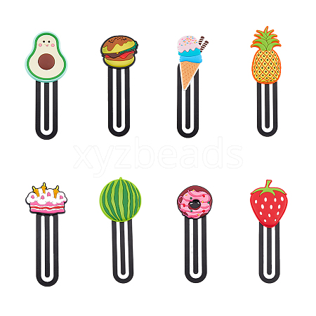 SUPERFINDINGS 8Pcs 8 Style Cartoon Food Shape PVC Bookmarks AJEW-FH0003-28-1