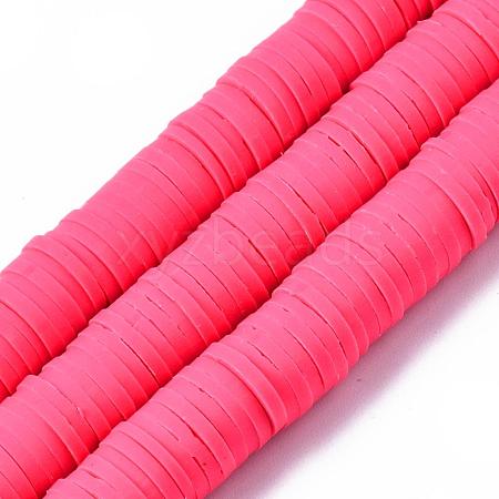 Flat Round Handmade Polymer Clay Beads CLAY-R067-10mm-25-1